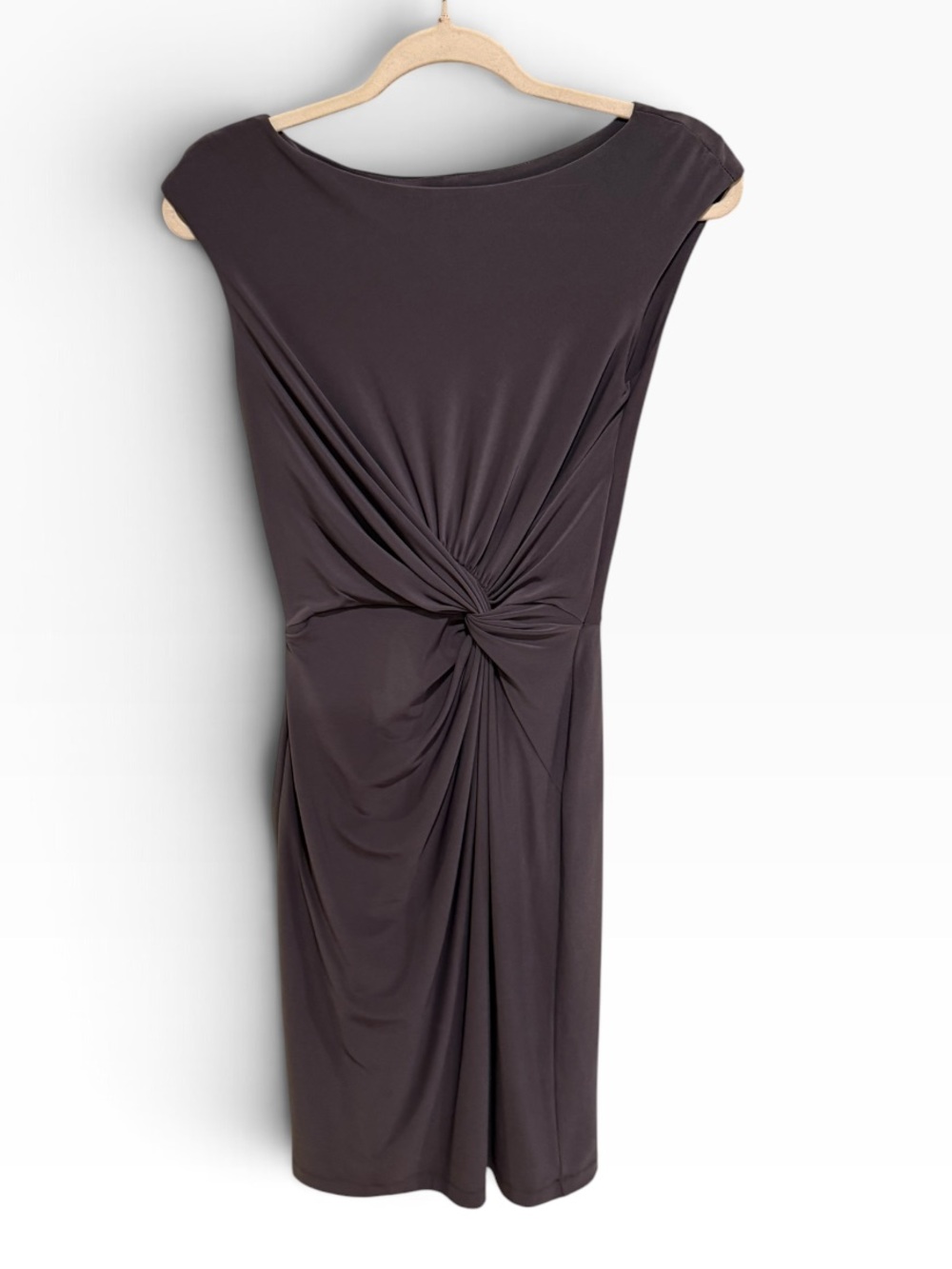 Lauren Ralph Lauren Steel Grey Twist-Front Midi Cocktail Dress - Size 2